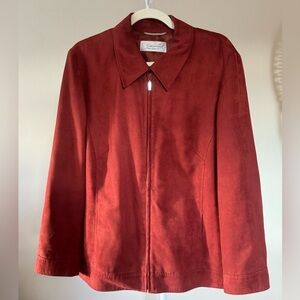 Vintage Red Orange Vegan Suede Jacket - 46 L/XL Retro Western 70s Inspired